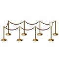 Montour Line Stanchion Post & Rope Kit Pol.Brass, 8FlatTop 7Tan Rope 8.5x11V Sign C-Kit-7-PB-FL-1-Tapped-1-8511-V-7-PVR-TN-PB